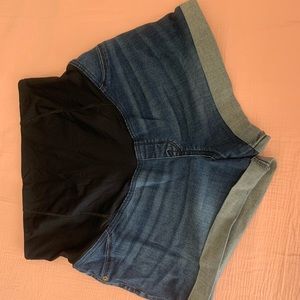 Full panel maternity jean shorts